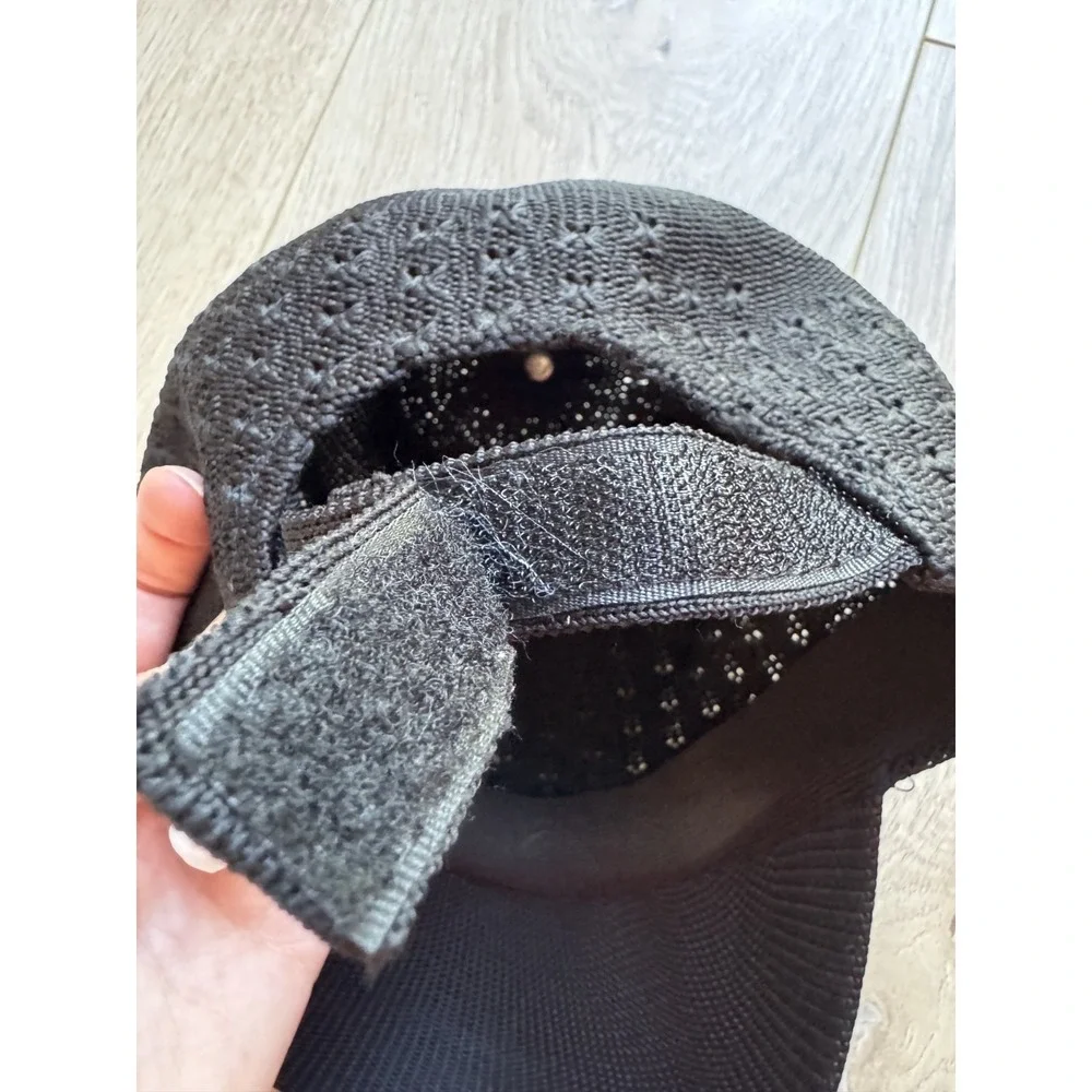 VIVIEN Luxury Black Knit Baseball Cap Hat Eyelet Mesh Open Stitch